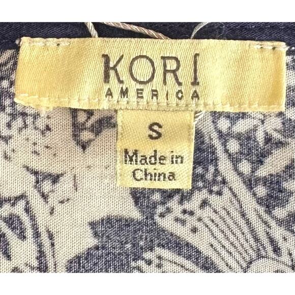 2/$30 Kori America Duster Kimono Jacket Navy Blue Long Boho Size S - Picture 9 of 11